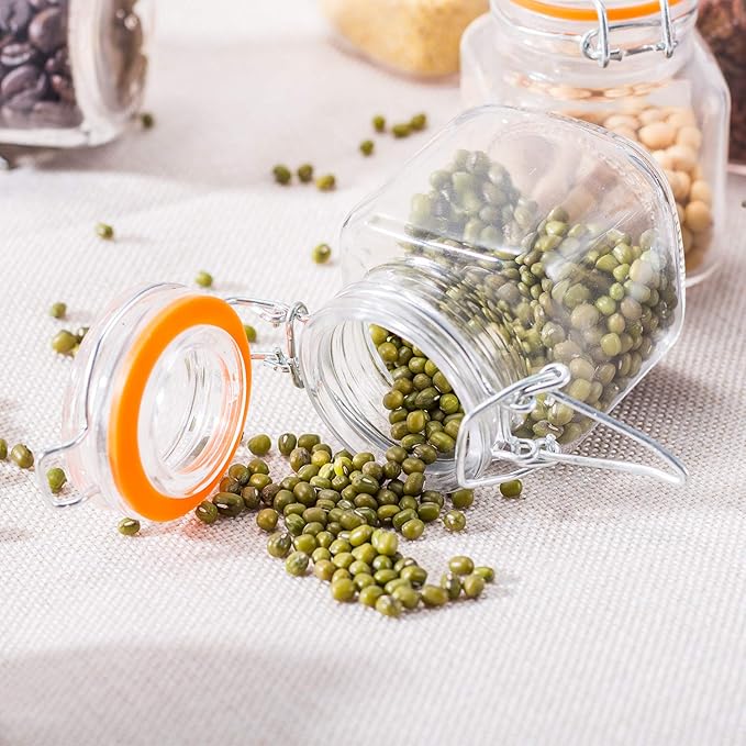 Encheng 4 oz Glass Jars With Airtight Lids And Leak Proof Rubber Gasket,Small Mason Jars With Hinged Lids For Kitchen, Mini Spice Jars With Twine And Tags Labeling 30 Pack