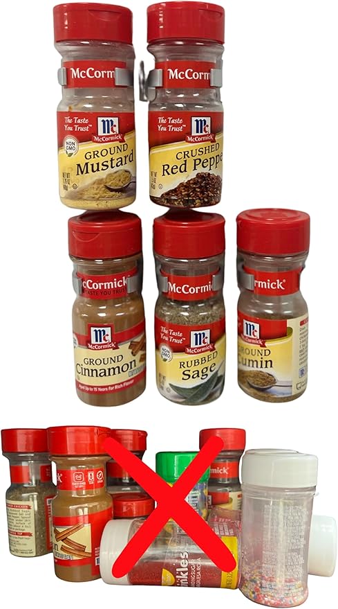 Spice Clip Strips for Cabinet Doors - Organizer for Spice - Spice Rack Holds 15 Spice Jars - 3M Adhesive Gripper Clip Strips for Pantry (Silver)