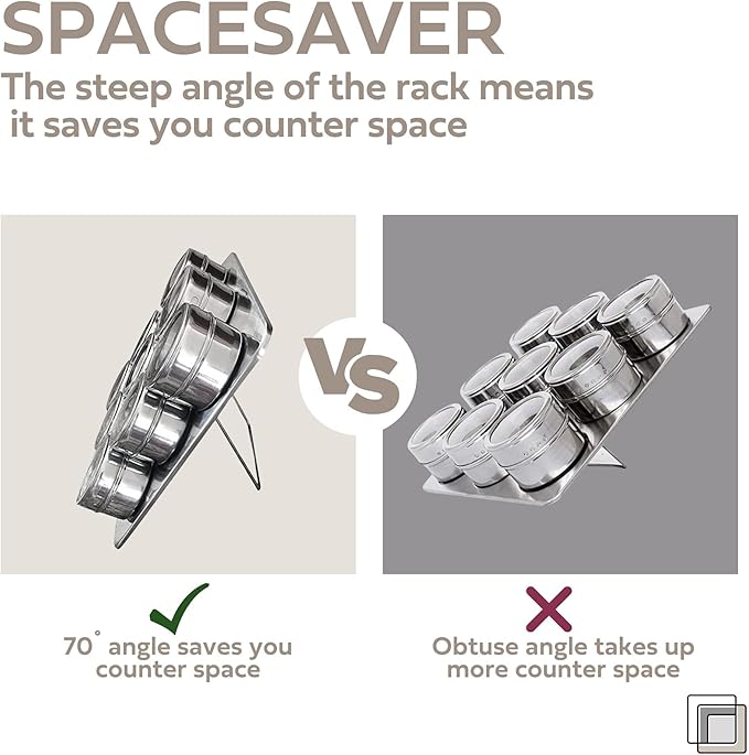 Uncluttered Designs Intergalactic Spice Rack Set With Magnetic Jars, Stand and Wall Mount (9 Tin)