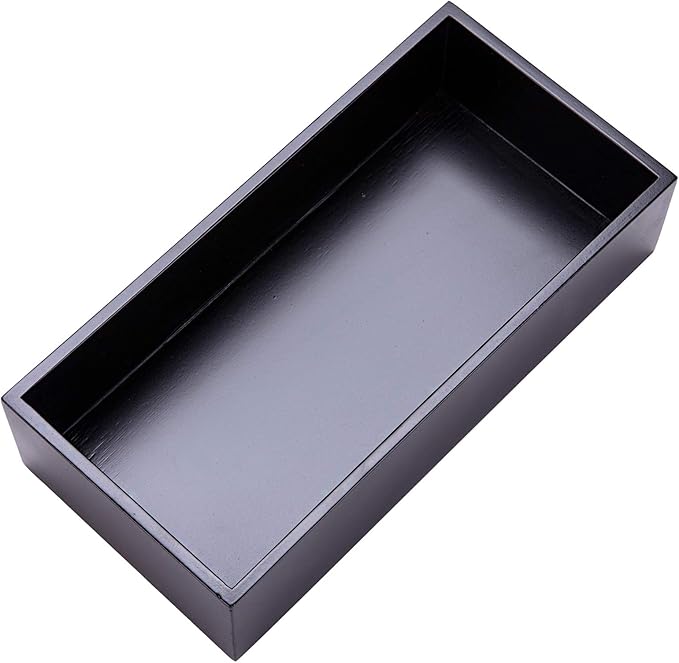 Bamboo Box for Drawer Organizer Box for Kitchen Storage Boxes for Small Accessories, Black 8"*4"