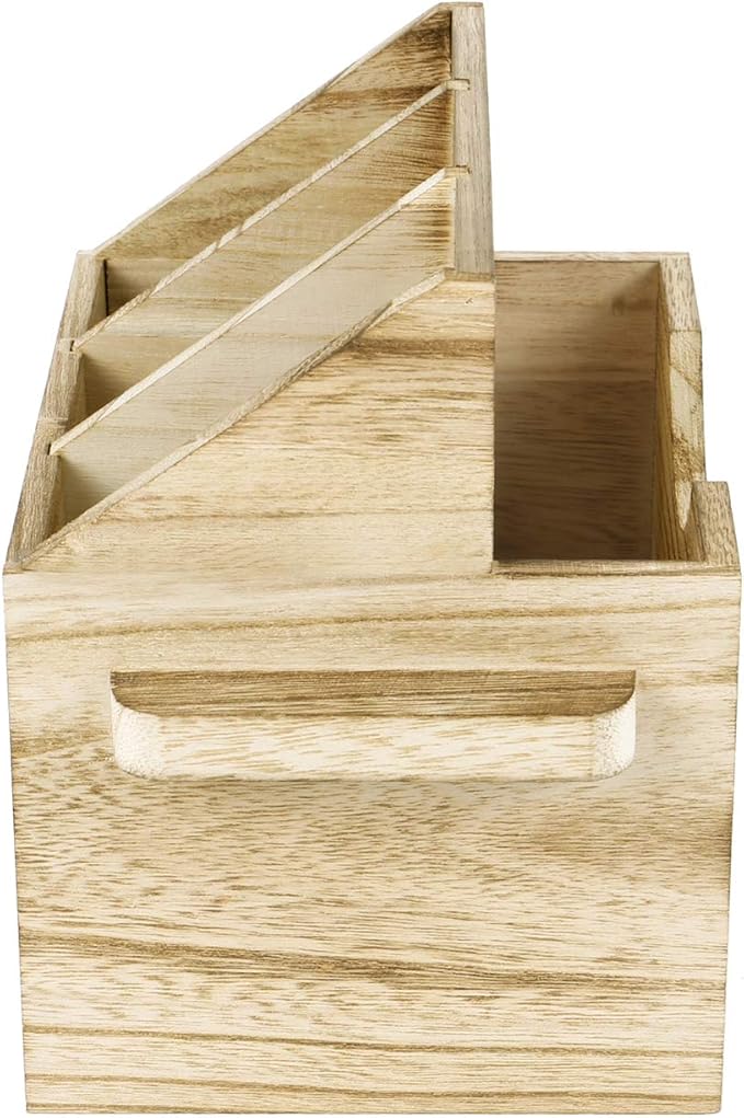 Ikee Design Rustic Elegant Wooden Flatware Organizer Caddy, Oak Color, 7'W x 5.5'D x 6.63'H