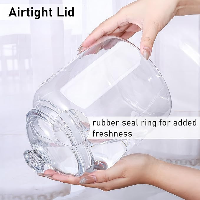 Acrylic Airtight Cookie Jar Apothecary Jar with Lid,Ideal Food Storage Jar Pantry Canister Decorative Storage canisters Jar with lids for Kitchen,Home,Bathroom,Wedding Decor,101OZ