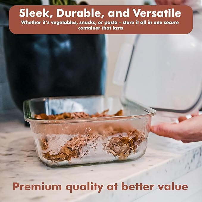 Razab 2700ml / 92 Oz / 11 Cups Large Glass Food Storage Containers with Lids - Leakproof, BPA-Free Glass Meal Prep Container Ideal for Baking, Casseroles & Leftovers - Oven, Freezer, Microwave Safe