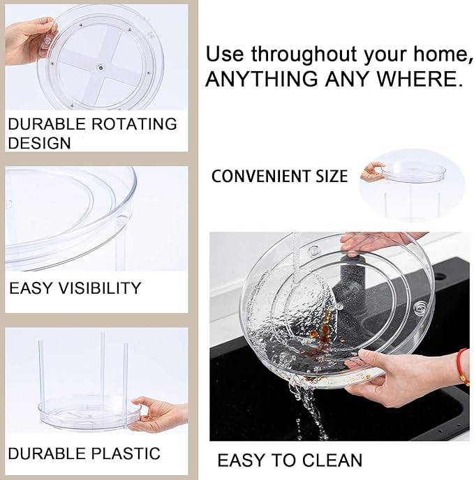 Non-Skid 3 Tier Lazy Susan Turntable - 360 Degree Rotating Spice Rack for Kitchen, Cabinet & Pantry