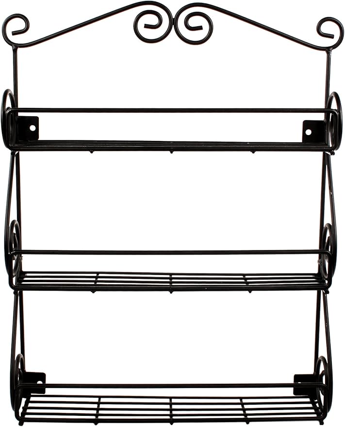 Spectrum Diversified Scroll Spice Wall Mount Rack, Black