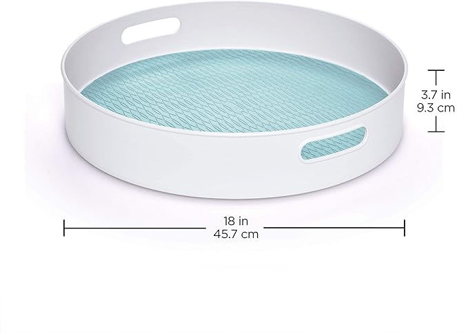 Copco Non-Skid Under-Sink Pantry Cabinet Kitchen Organizer, 18-Inch, White/Aqua Sky