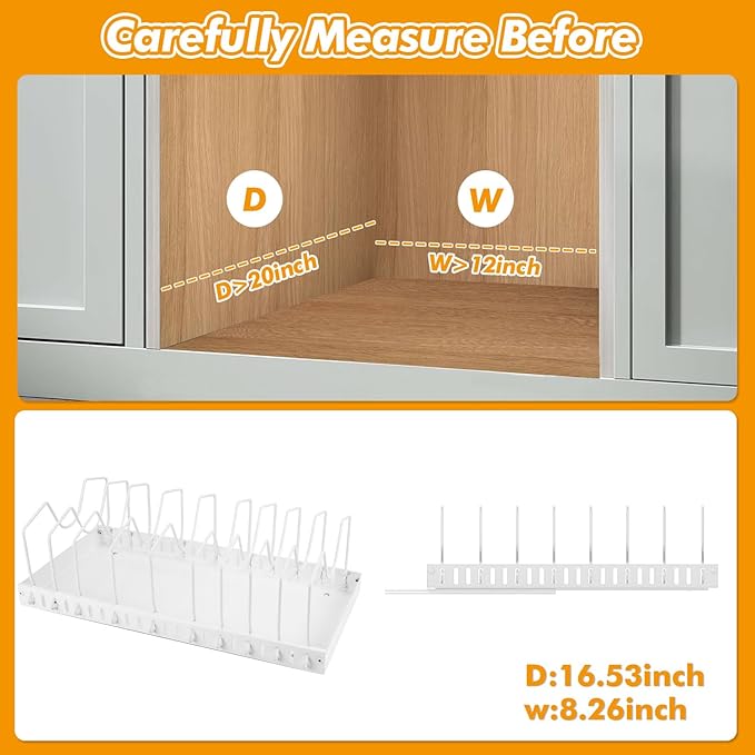 Pull-Out Pots and Pans Organizer Under Cabinet, Pot and Pan Organizers Inside Cabinet for Kitchen Cabinet Storage and Pots Storage Rack Pans Lid Dishes Holder Bakeware Organizer (white)