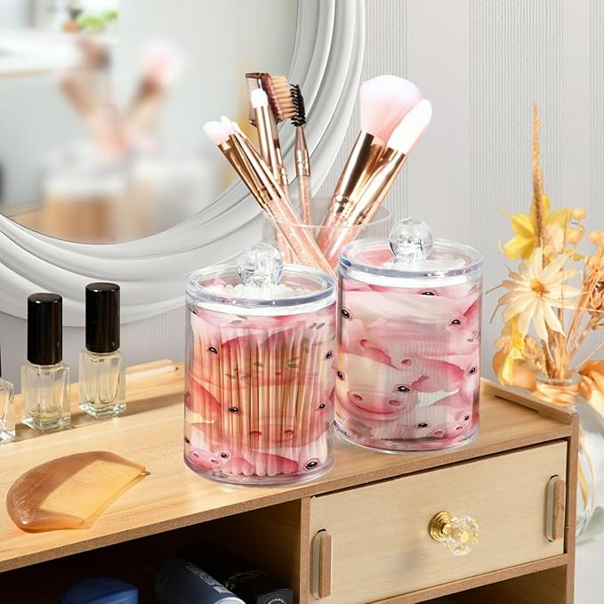 Pink Pig 2PC Airtight Transparent Plastic Storage Jar, Food Storage Container Glass, Can Store Candy, Salt, Coffee Beans, With lid, Easy To Use