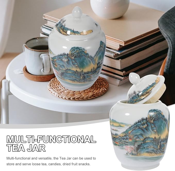 Ginger Jar Kitchen Canisters Vintage Ceramic Food Storage Jar with Airtight Lid Food Storage Jar Porcelain Tea Cadd Y Loose Tea Tin Kichen Storage Container for Coffee Sugar Nuts