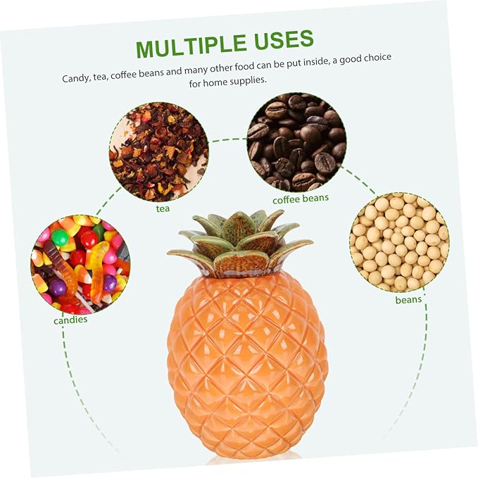 Ceramic Pineapple Tea Jar Lid Airtight Tea Storage Container for Loose Tea Snacks