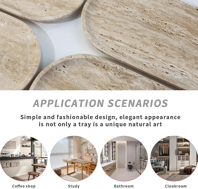 Natural Beige Travertine Marble Luxury Tray,for Kitchen Sink,Bathroom Soap Bottles,Makeup,Towel Organizer Tray
