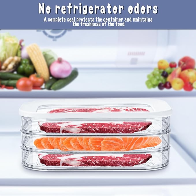 Deli Meat Container Fridge With Lids for Cold Cuts, Lunch Meats, Salami - Meal Prep Containers, BPA-Free 16 oz Square for Lunch Meat