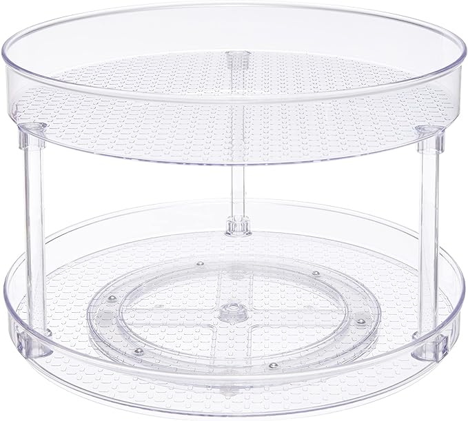 Amazon Basics 2 Tier Lazy Susan Turntable Organizer, 12" Diameter, Clear