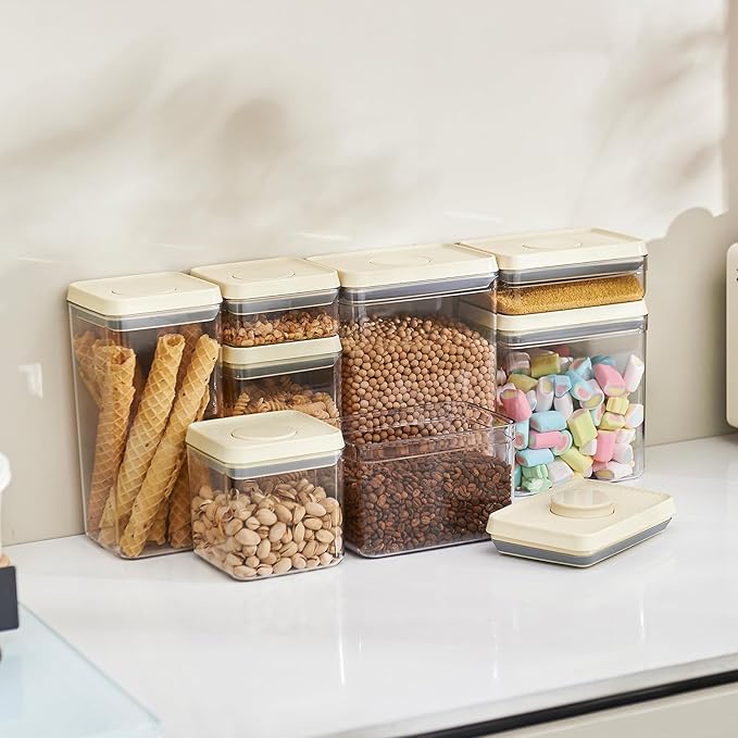 Airtight Food Storage Containers with Pop Top Lids, 3 Pcs BPA Free Plastic Dry Food Canisters for Kitchen Pantry Organization Cereal Flour and Sugar, 2qt+0.9qt*2
