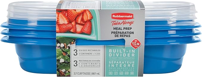 Rubbermaid TakeAlongs Sandwich Food Storage Containers, 3.7 Cup, Colors may vary
