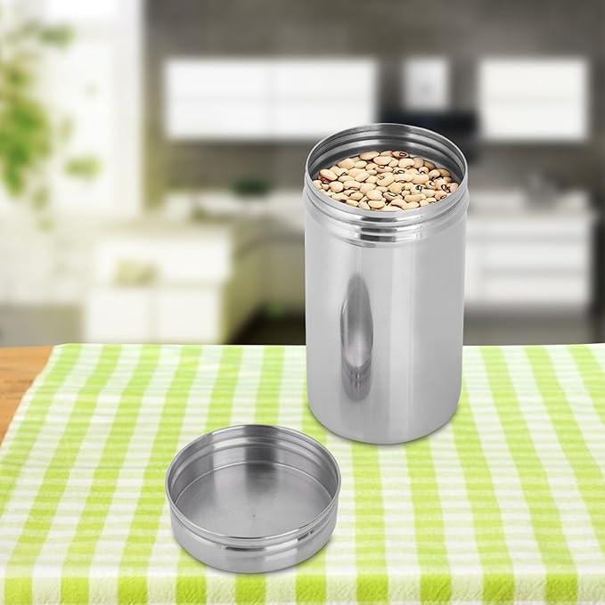 Air Tight Coffee Grounds Container, 304 Stainless Steel Sealed Coffee Bean Storage Container Jar, Airtight Tea Coffee Beans Canister for Storing Candy Cookies Cereal Sugar Oatmeal Chips or Herbs