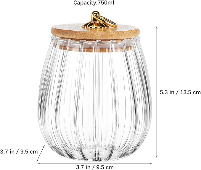 4PCS GLASS FOOD STORAGE JARS: Delicate Thicken Glass Storage Containers with Lids, Decorative Jar for Candy Cookies Coffee 750ml