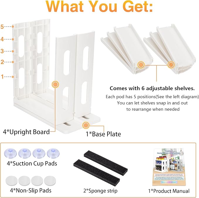 Spice Rack Organizer 3 tier Seasoning Holder, Pull and Rotated Storage Cabinet for Kitchen Bathroom Countertop 10.8”H x 5.8”W x 10.4”D (Creamy White)