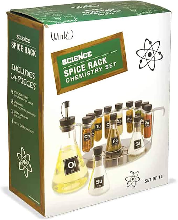 Wink Chemist's Spice Rack, 14 Piece Chemistry Spice Rack Set