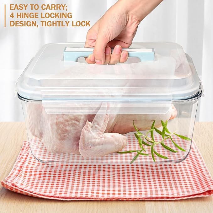 Large Glass Storage Containers with Lids, Big Rectangular Food Containers for Rotisserie Chicken Meal Prep Turkey Watermelon Potluck, XL Extra Large Freezer Safe Storage Container Airtight 200oz/26cup