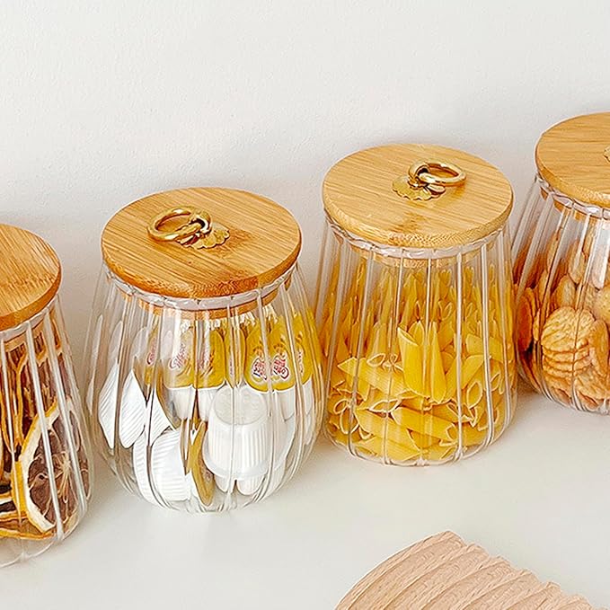 1600ml(54FL OZ) Glass Jar with Lid Large Glass Coffee Nuts Canister Airtight Storage Jar with Bamboo Lid Kitchen Containers for Candy Snack Coffee Beans Tea Cookie(Large Oval)
