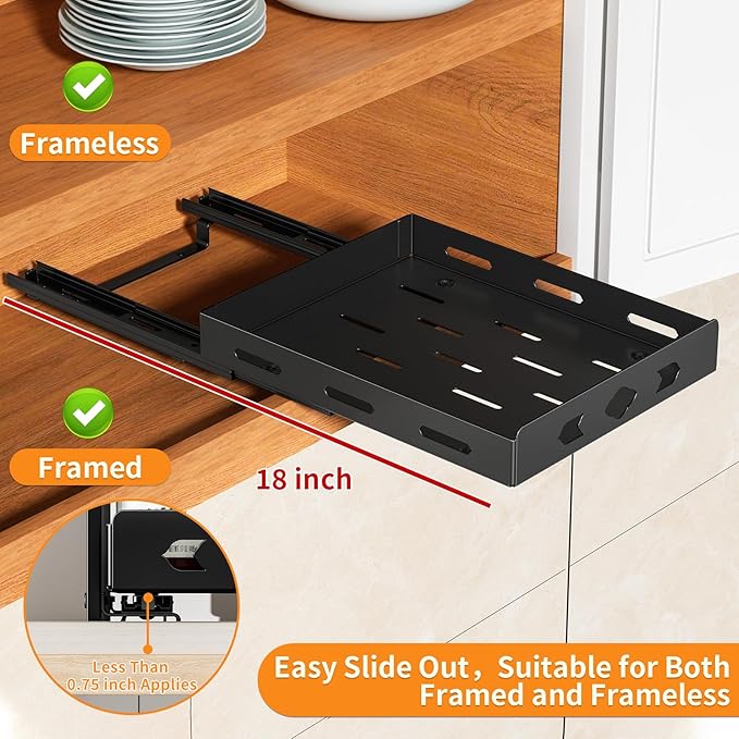 RCHYFEED Pull Out Spice Rack Organizer for Cabinet, Heavy Duty Slide Out Spice Rack for Inside Cabinets & Pantry, Kitchen Cabinet Seasoning Organizer Vertical Spice Racks,8.4" Wx10.5 Dx2.8 H,Black