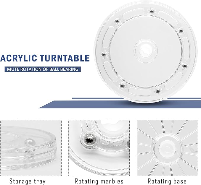 6 Inch Acrylic Turntable Organizer, 2 Pcs Clear 360 Degree Rotation Round Turntable for Kitchen Pantry Table Countertop Cabinet Decorating