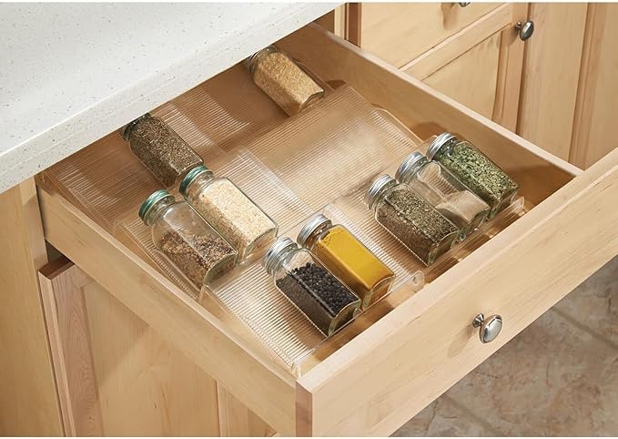 Spice Drawer Organizer for Kitchen: Acrylic Seasoning Organizer Drawer for Rack Cabinet Drawers