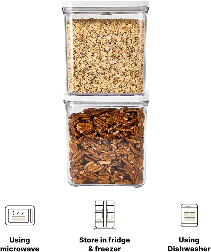 Premium Airtight Food Storage Containers, Rectangular 2PC-SET(2.11qt), Smart One-Click Seal Lid, 100% Leak Proof, Keep Food Fresh Longer, BPA-FREE, Dishwasher/Freezer & Microwave Safe