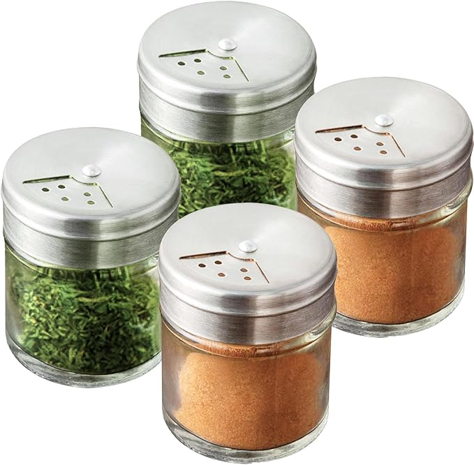 4-Pack 1.5oz Glass Spice Seasonings Shaker With Adjustable Lid