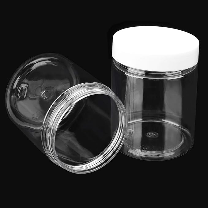 ZOENHOU 30 PCS 8 OZ Clear Plastic Jars with White Lids, Leakproof Food-Grade Storage Refillable Containers Bulks, Spice Sample Slime Jars for Beauty Products, Kitchen Household Jewelry Bead Storage