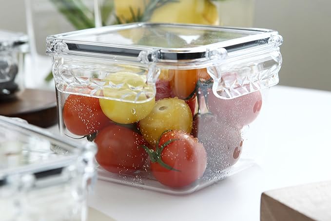Airtight Food Storage Container With Lid (47.3oz) BPA-Free | Meal Prep | Microwave, Freezer and Dishwasher Safe Leak-Proof | Kitchen Fridge Organizer Boxes | lids airtight sealing