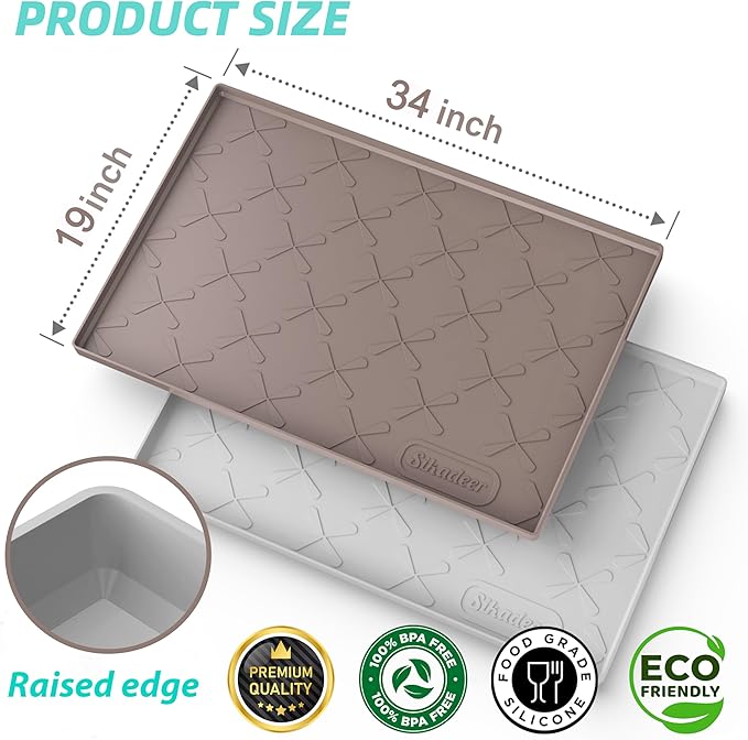 SIKADEER Waterproof Under Sink Mat 31" x 19", Silicone Mat Kitchen Cabinet Liner and Drawer Shelf, Sink Protector for Bathroom Organizers and Storage, Flexible Sink Drip Tray