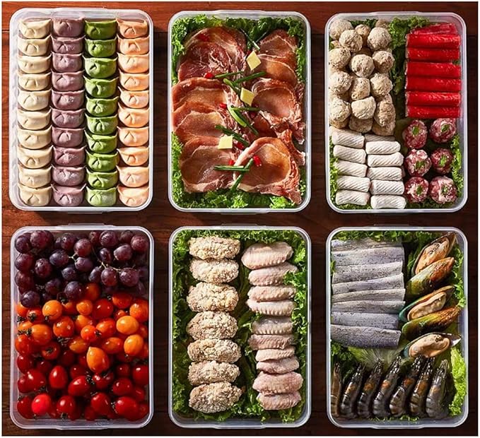 Refrigerator Organizer Bin, Plastic Food Storage Containers with Lid, 3-Layer, BPA free, Stackable Food Organizer Keeper for Snack, Vegetables, Meat, Fish, Bacon (blue)