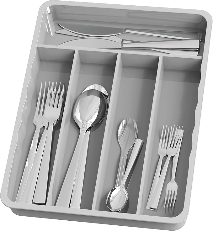 Simple Houseware 5 Compartments Kitchen Drawer Flatware, Gray