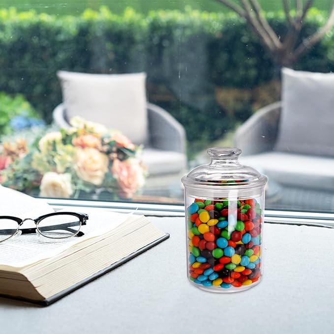 DEAYOU 4 Pack Clear Plastic Jars, Plastic Storage Jar with Lid, Candy Cookie Container for Vanity,33 Oz/23 Oz/13 Oz
