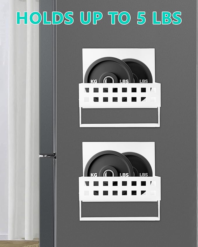2 Pack Magnetic Spice Storage Rack Organizer for Refrigerator with Towel Bar, 4.9"W Holds Large Jars of Jam, Condiments, Magnetic Spice Rack for Stove and Oven, 4 Magnents and Sticker No Falling Off