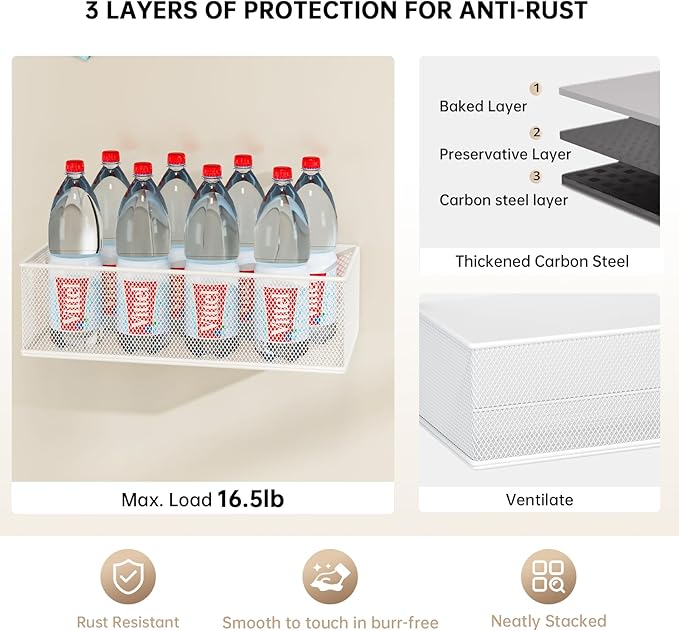 Magnetic Shelf for Washing Machine, Washer Dryer Shelf, Magnetic Lint Bin for Laundry Room, Spice Rack, Magnetic Basket Organizer for Laundry Kitchen, 1 Pack (White, 10.63''L*4.72''W*3.03''H)