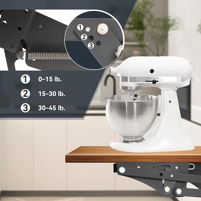 Appliances & Mixer Lift for Cabinet, Mixer Lift With Locking Mechanism, Bearing Capacity up to 45 Lbs, Mixer Shelf Lift with Soft Closing Function for Small Kitchen Appliances,Such as Mixer