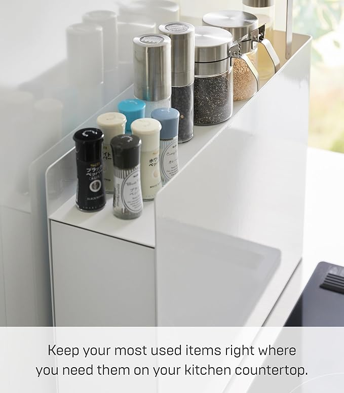 Yamazaki Home Tower Seasoning Condiments Spice Rack With Drawer, Kitchen Food Storage Container - Steel