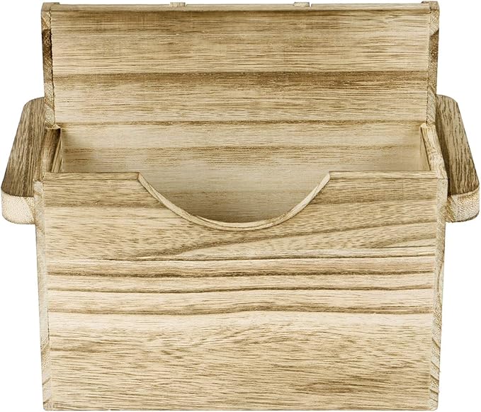 Ikee Design Rustic Elegant Wooden Flatware Organizer Caddy, Oak Color, 7'W x 5.5'D x 6.63'H