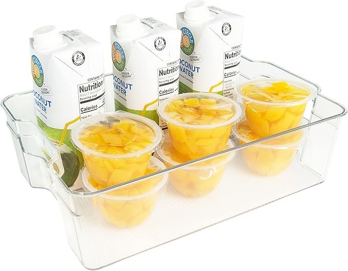 Kitchen Spaces Stackable Fridge Storage Containers, Compact Organizers with Lids for Kitchen and Pantry, Keep Deli Meats and Cheeses Fresh, Clear and Sturdy Food Bins, 2 Pack, Hand Wash Only