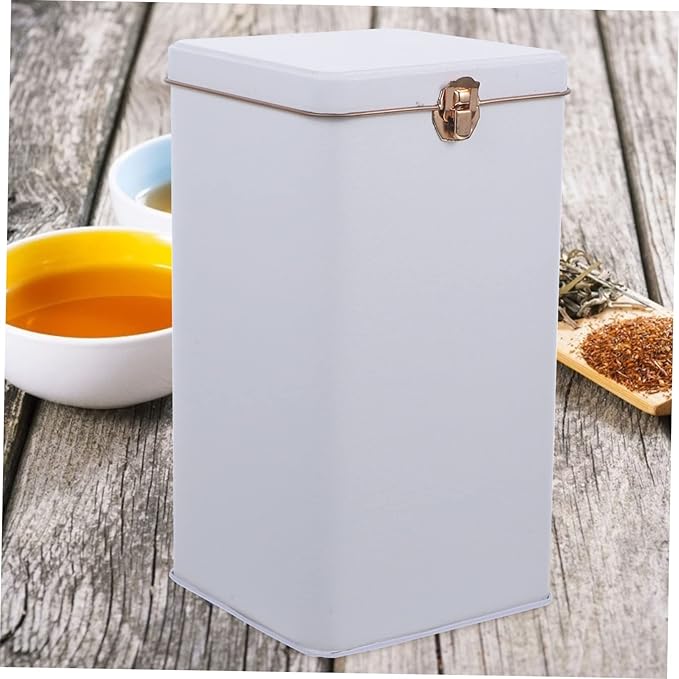 Metal Tea Canister with Airtight Lids Candy Jar Kitchen Storage Jar Tea Tin Tins Tea Storage Jar Jars with Lid Food Storage Tin Container White Tea Box Loose Tea Tinplate