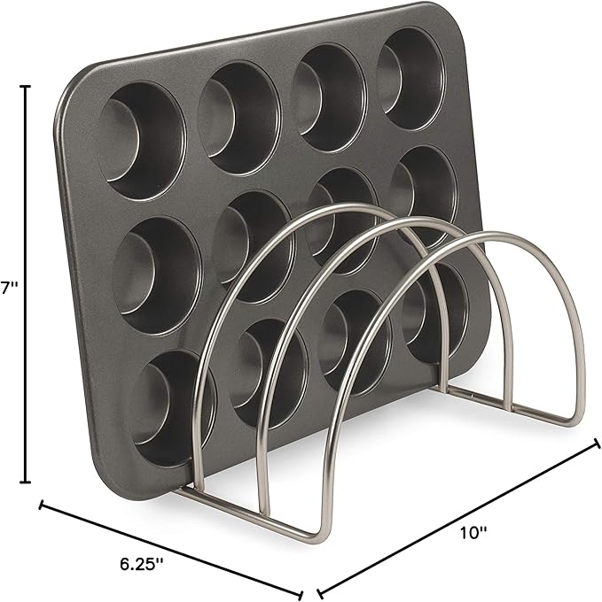 Spectrum Arch Kitchen Lid Organizer for Plates, Cutting Boards, Bakeware, Cooling Racks, Pots & Pans and Serving Trays, Satin Nickel