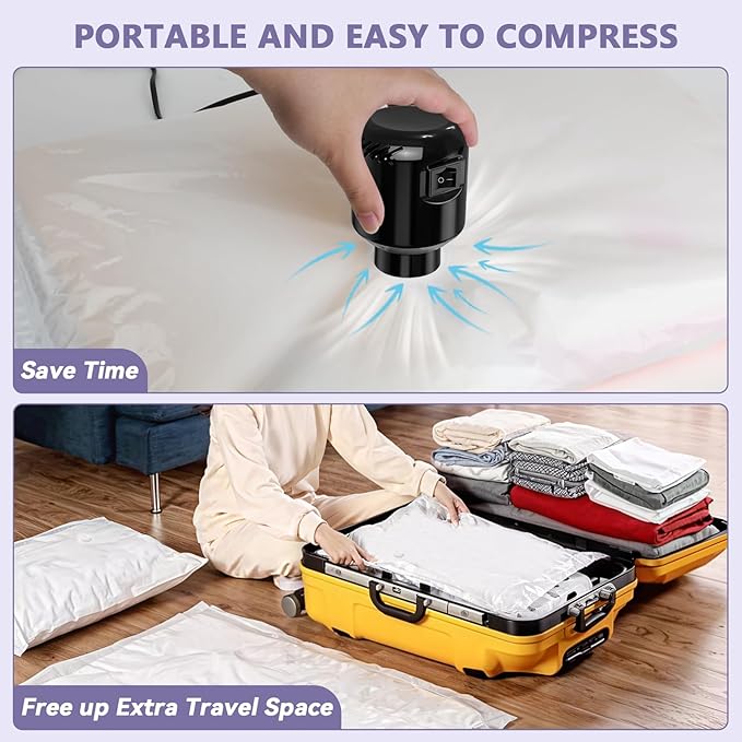 12 Pack Vacuum Storage Bags, Space Saver Bags, Compression for Comforters and Blankets, Plush Toy, Sealer Clothes Storage (3 Jumbo/3 Large/3 Medium/3 Small) Electric Vacuum Pump Included