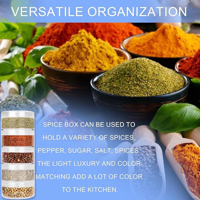 2 Sets 5 Layers Clear Portable Travel Spice Jars, Multi Camping Spice Containers with Organizer Bag, Stackable Spice Salt and Pepper Set for Outdoor Cooking, Camping, Traveling, Barbecuing