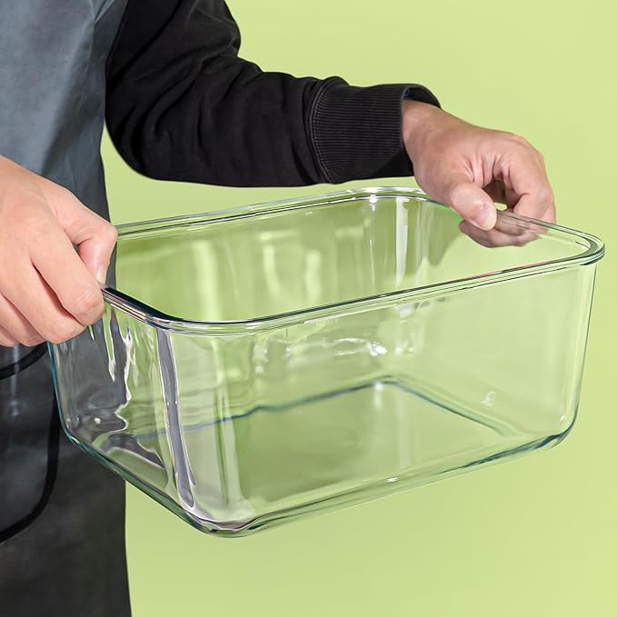 Large Glass Storage Containers with Lids, Big Rectangular Food Containers for Rotisserie Chicken Meal Prep Turkey Watermelon Potluck, XL Extra Large Freezer Safe Storage Container Airtight 200oz/26cup