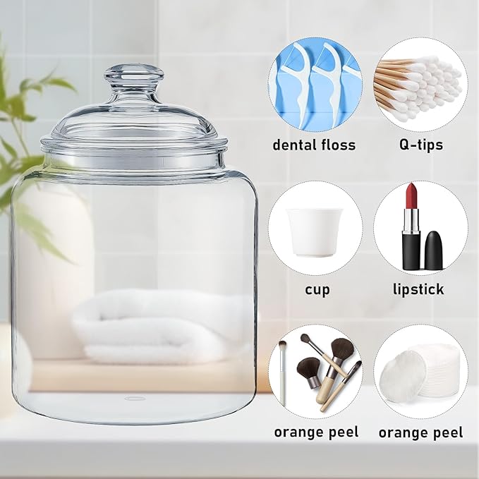 Acrylic Airtight Cookie Jar Apothecary Jar with Lid,Ideal Food Storage Jar Pantry Canister Decorative Storage canisters Jar with lids for Kitchen,Home,Bathroom,Wedding Decor,101OZ