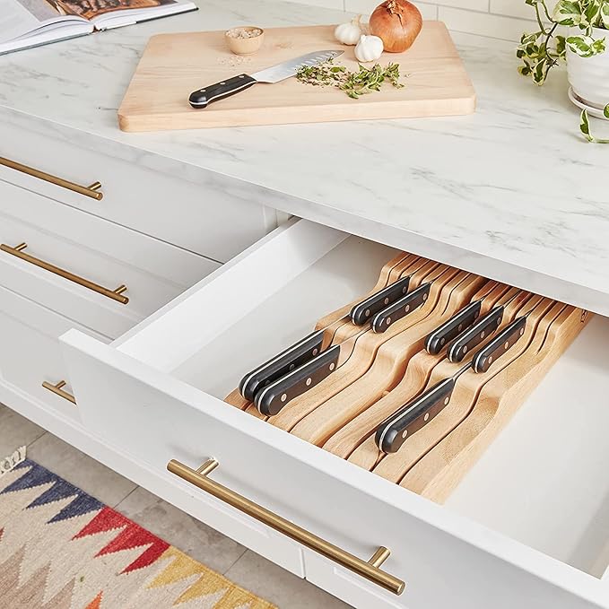 SwitchGrip Victorinox Accessories Storage 14-Slot In-Drawer Tray (17" L x 8.86" W x 1.97" H) Natural Wood, Beechwood (41200.8)