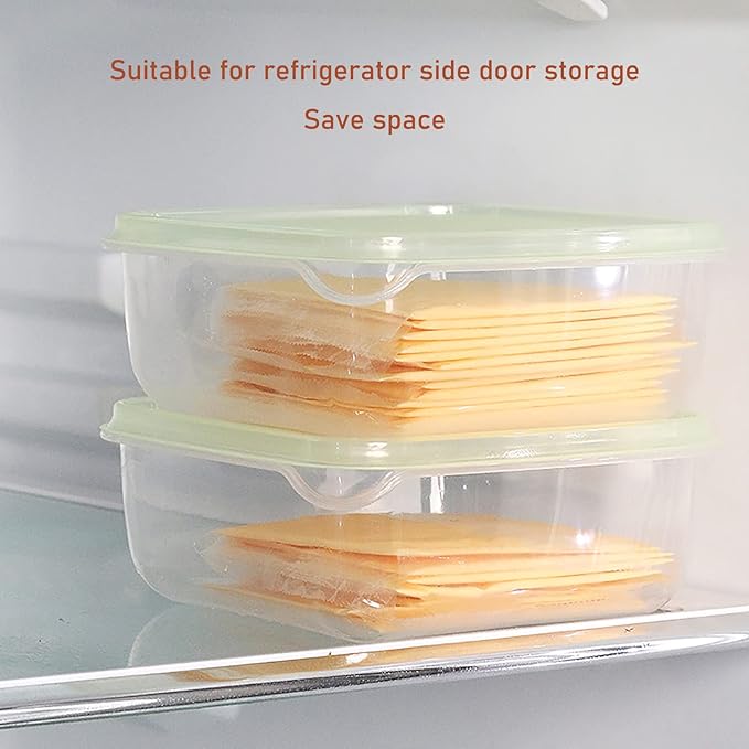 2 Pack-Cheese Slicer Storage Containers with Lids, Airtight, Keeps Slice Fresh and Delicious, Reusable Cheese Preservation Container for Fridge
